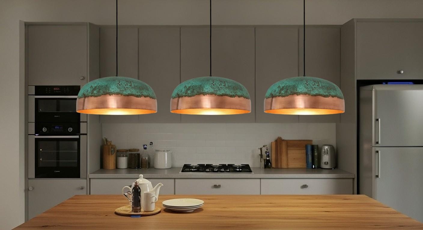 Oxidized pendant Copper Patina Light,Copper Patina Lamp, Hanging Pendant Lighting, Kitchen Island Lighting, Ceiling Light Fixture