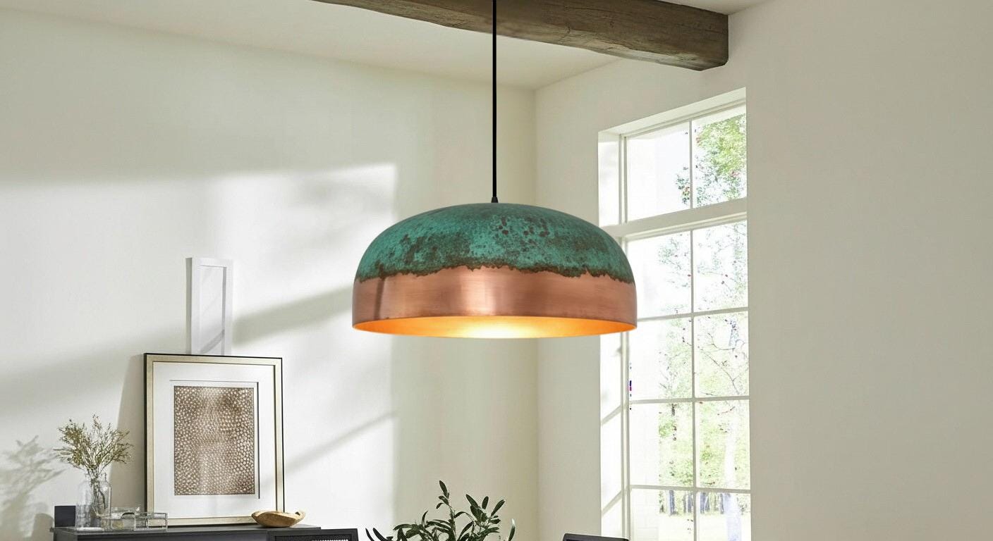 Oxidized pendant Copper Patina Light,Copper Patina Lamp, Hanging Pendant Lighting, Kitchen Island Lighting, Ceiling Light Fixture
