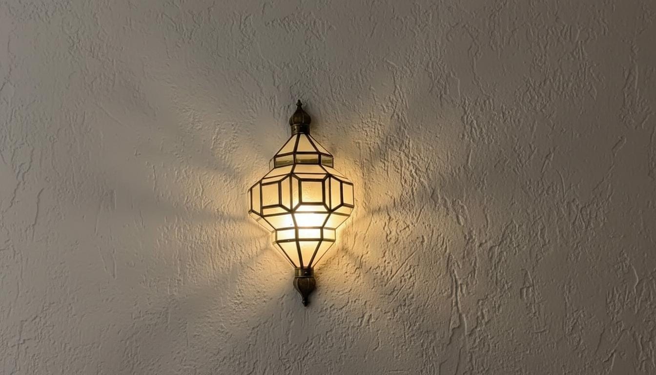 Moroccan Brass Wall Sconce, Milky Glass, Boho Home Decor