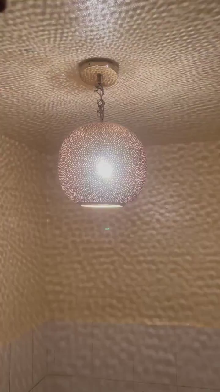 Handmade Moroccan Brass Pendant Light: Exotic Ceiling Lamp