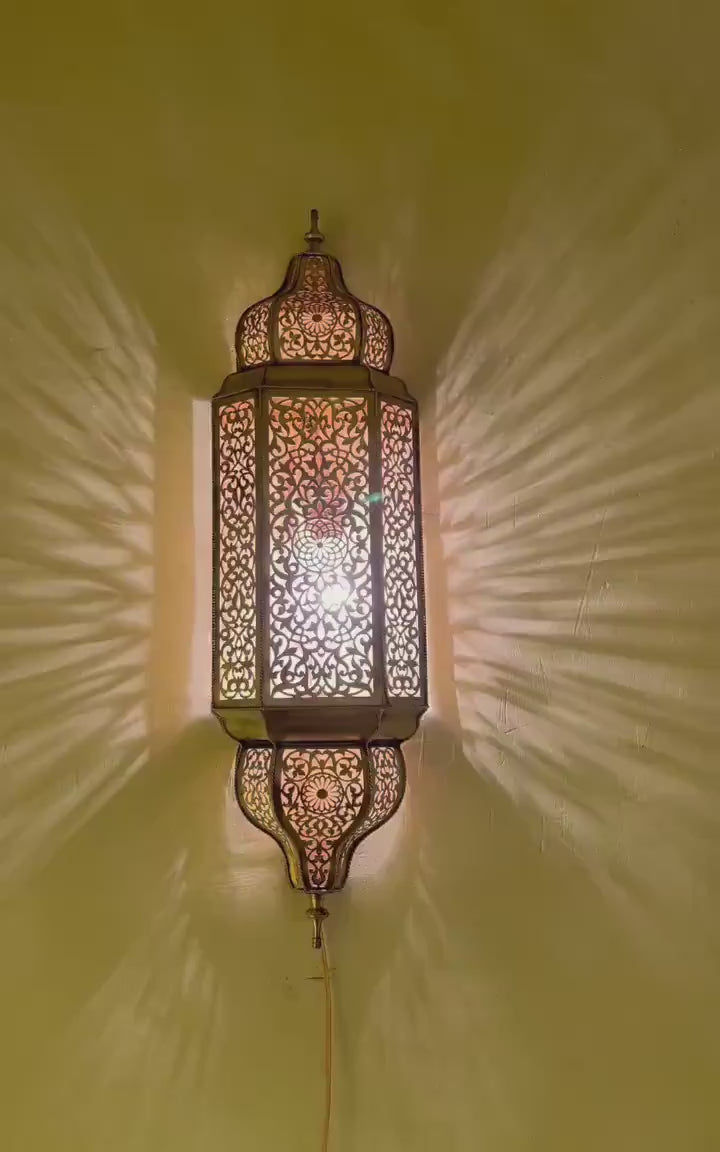 Handmade Moroccan Brass Wall Sconce: Boho Home Lighting